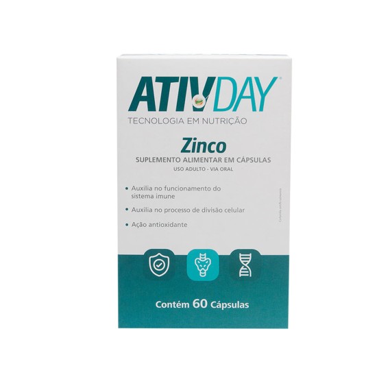 Ativday Zinco 600mg Com 60 Cápsulas