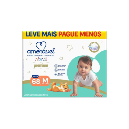 Fralda Amorável Premium M 68 Unidades